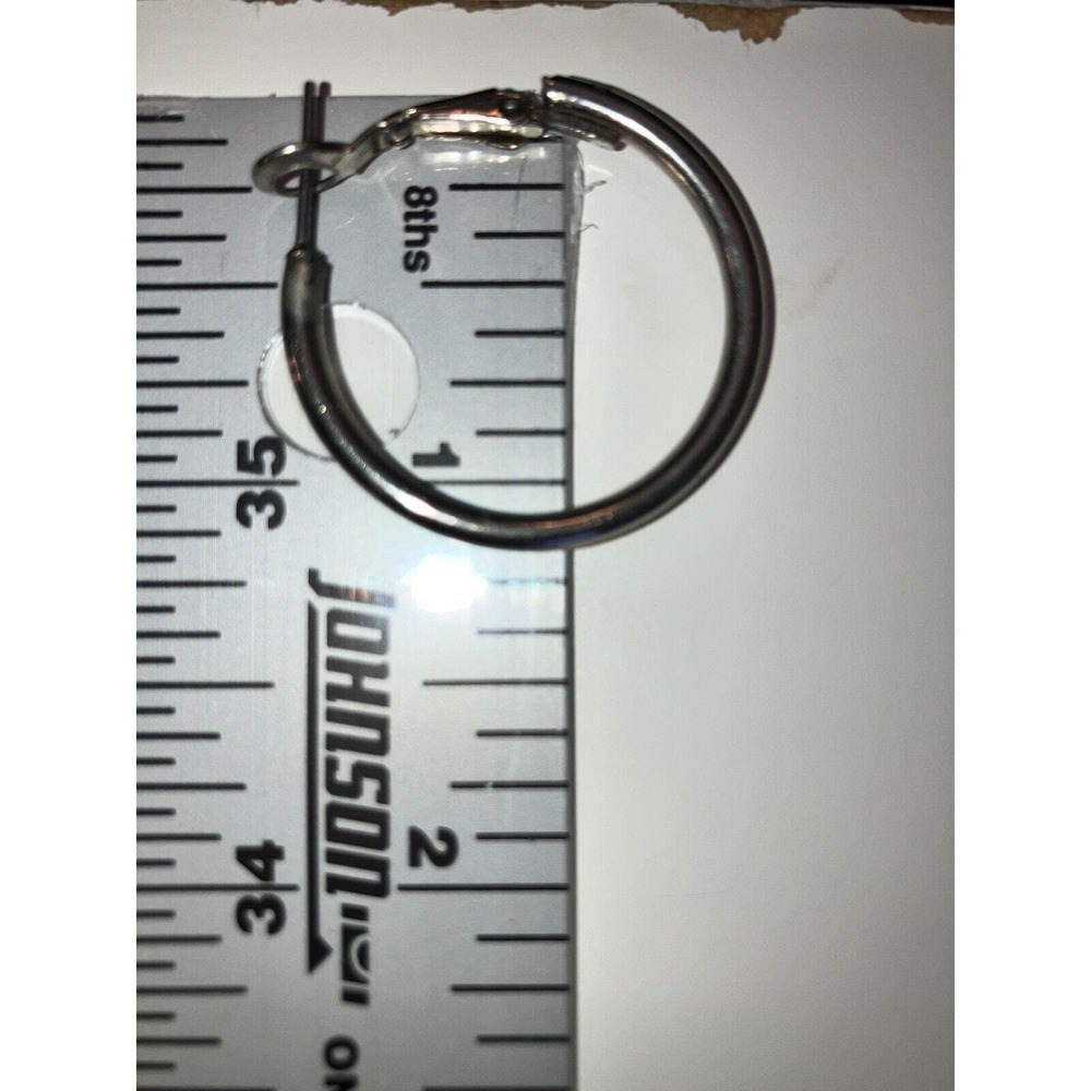 Vintage Large Silver-Tone Hoop 1 1/8 Inch Earrings! - Picture 8 of 8